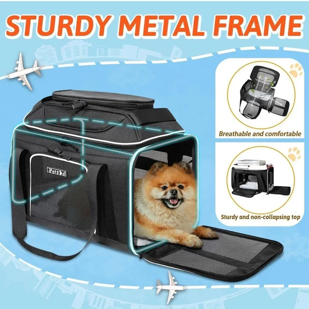 AS IS Petskd Black Pet Carrier -top expandable- for Small Cats and Dogs NEW
